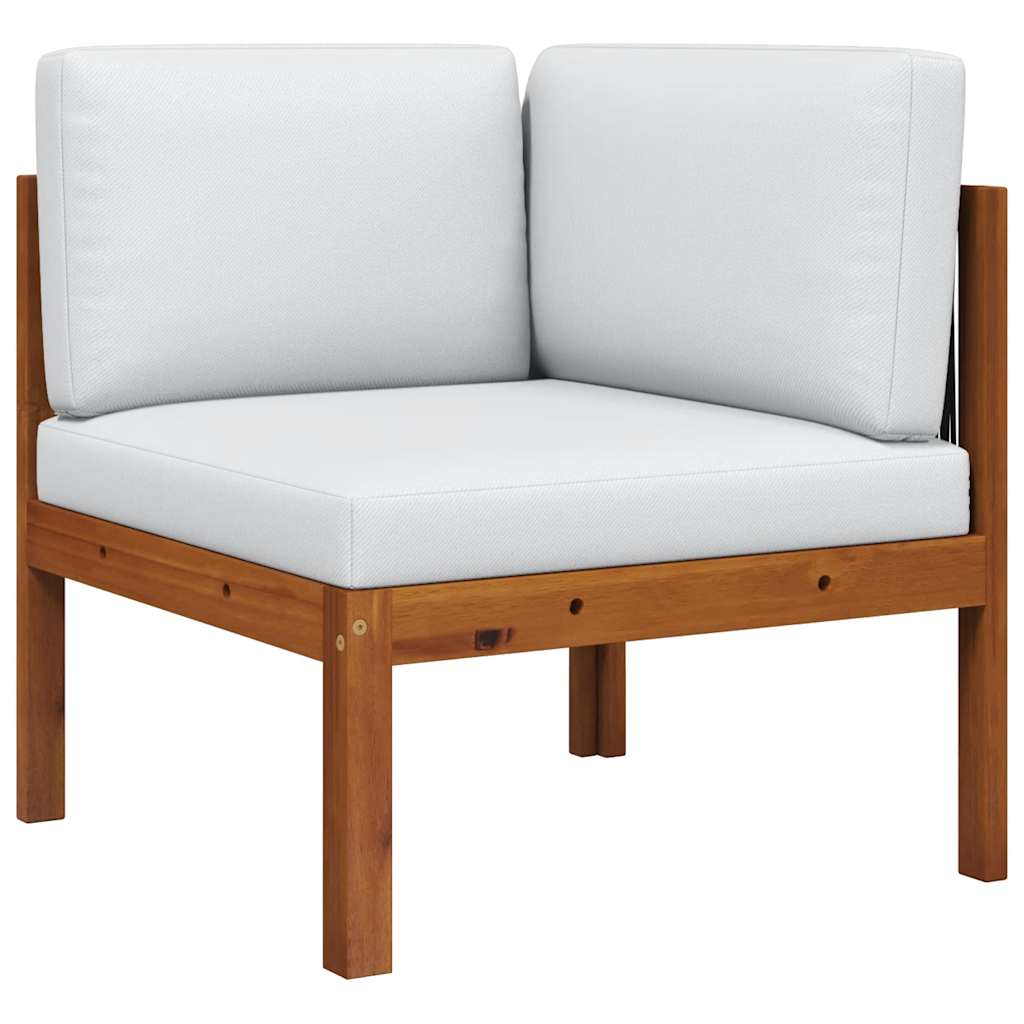 vidaXL Garten-Ecksofa mit Kissen Holz Akazie & Seil