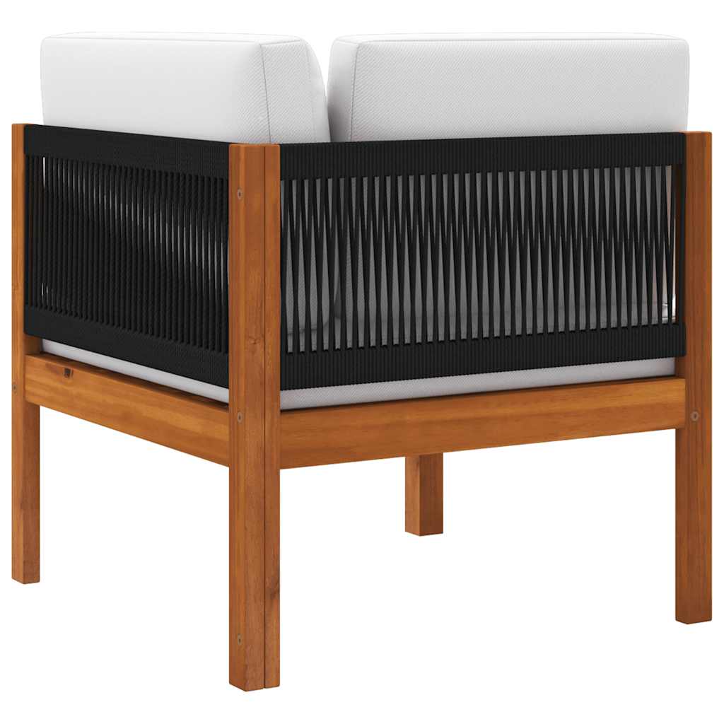 vidaXL Garten-Ecksofa mit Kissen Holz Akazie & Seil