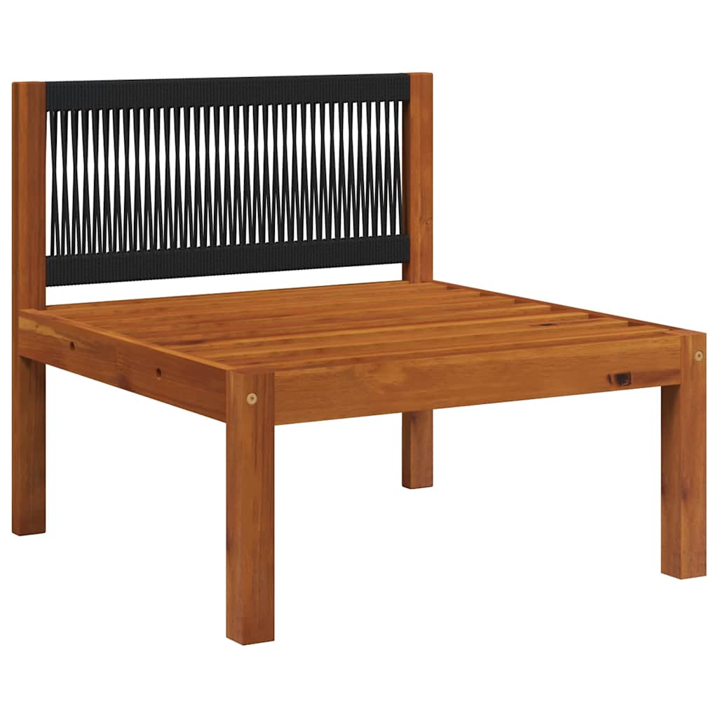 vidaXL Garten-Mittelsofa mit Kissen Holz Akazie & Seil