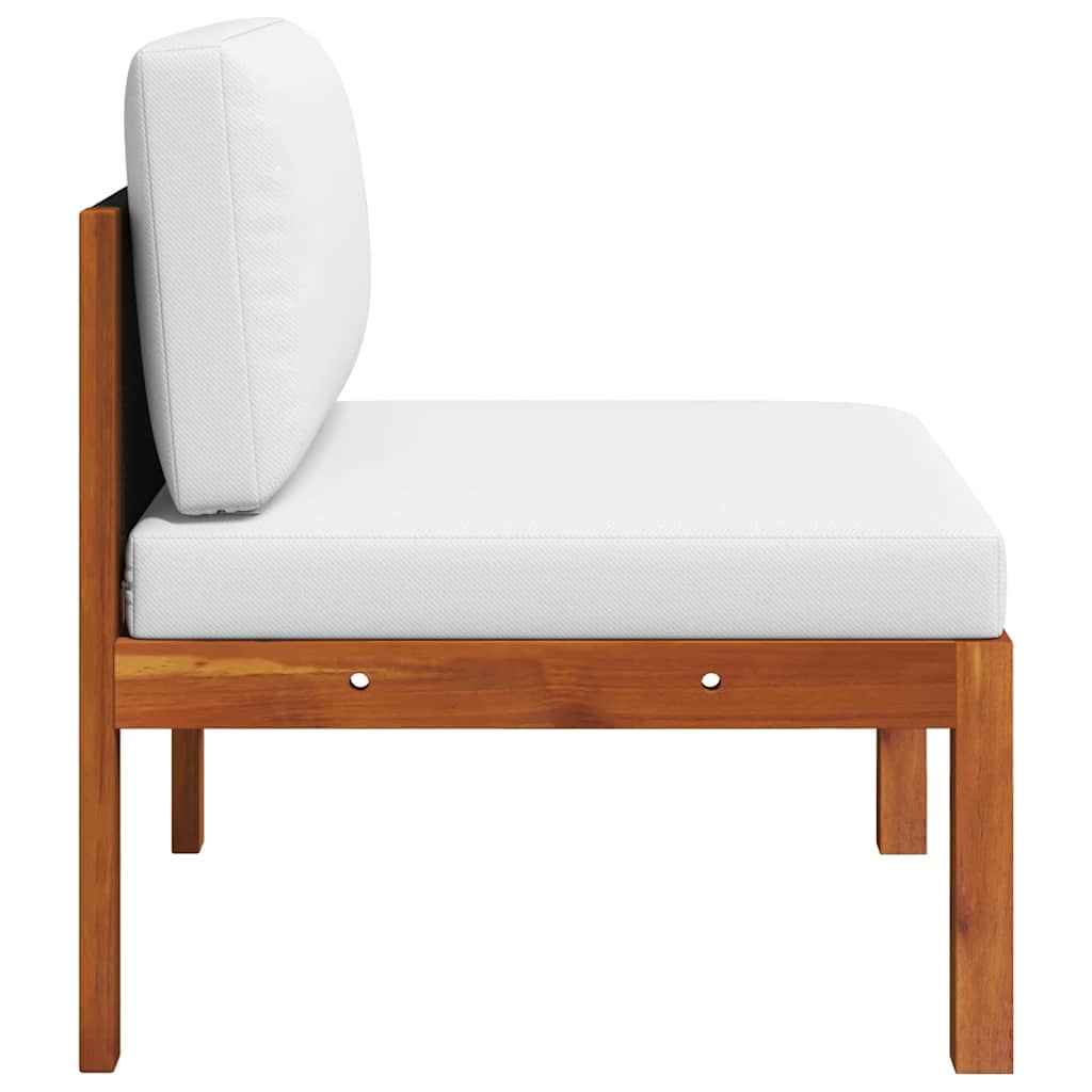 vidaXL Garten-Mittelsofa mit Kissen Holz Akazie & Seil