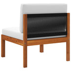 vidaXL Garten-Mittelsofa mit Kissen Holz Akazie & Seil
