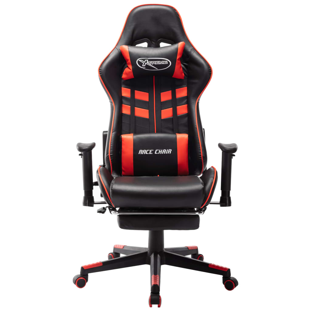 vidaXL Gaming-Stuhl mit Fußstütze Schwarz und Rot Kunstleder