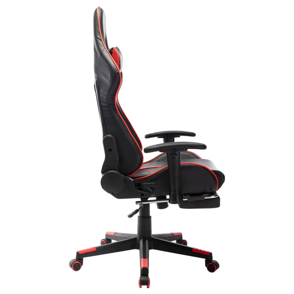 vidaXL Gaming-Stuhl mit Fußstütze Schwarz und Rot Kunstleder