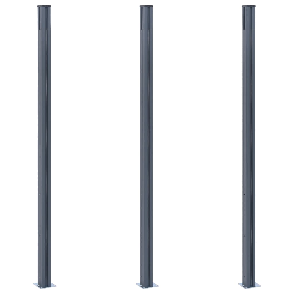 vidaXL Zaunpfosten 3 Stk. Dunkelgrau 185 cm Aluminium