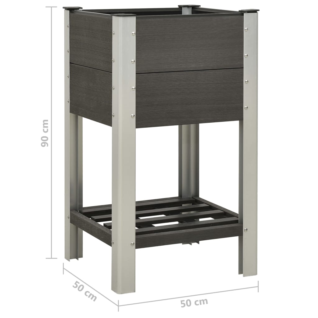 vidaXL Garten-Hochbeet mit Ablage 50x50x90 cm WPC Grau