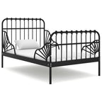 vidaXL Ausziehbett Schwarz Metall 80x130/200 cm