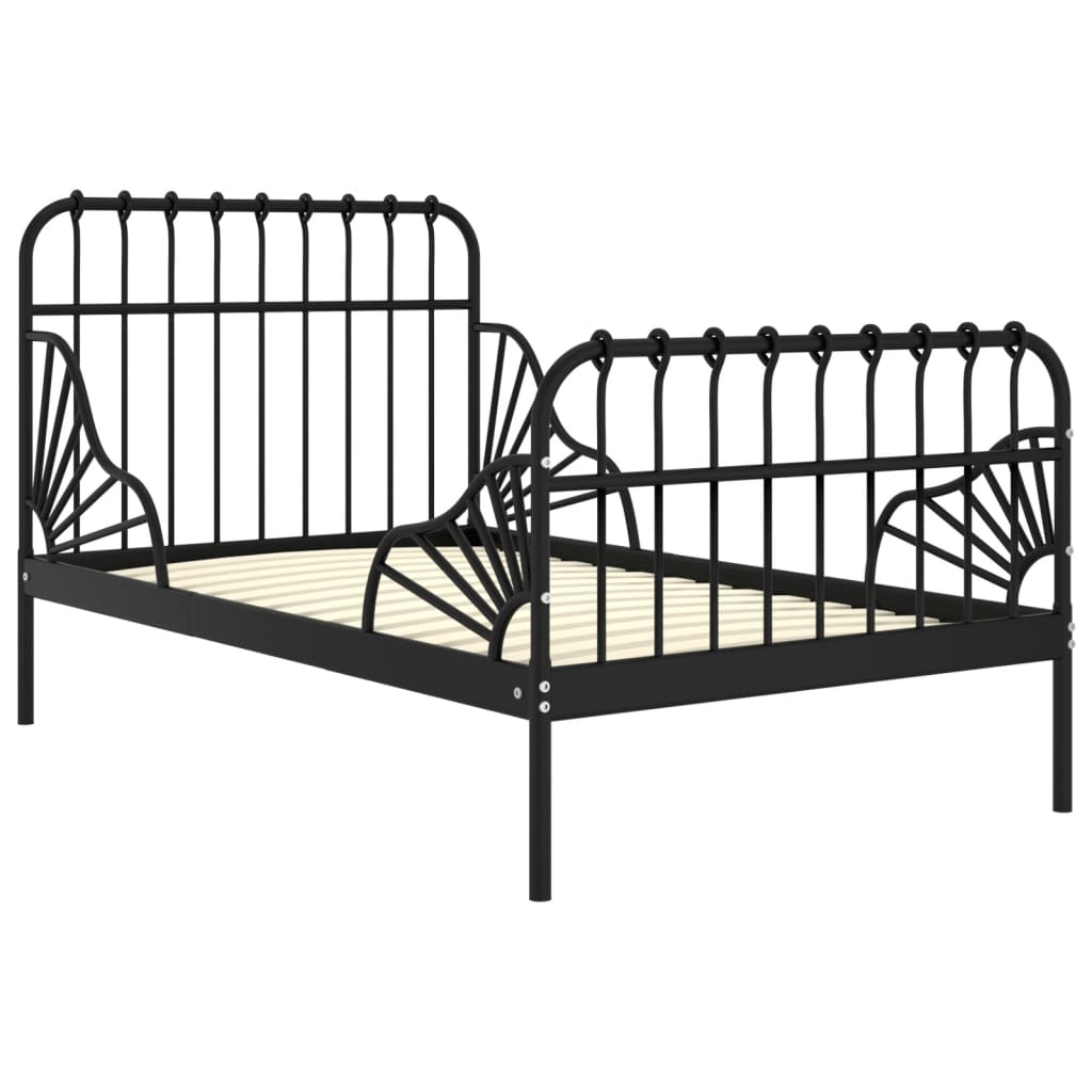 vidaXL Ausziehbett Schwarz Metall 80x130/200 cm