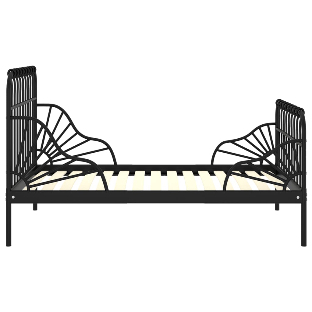vidaXL Ausziehbett Schwarz Metall 80x130/200 cm