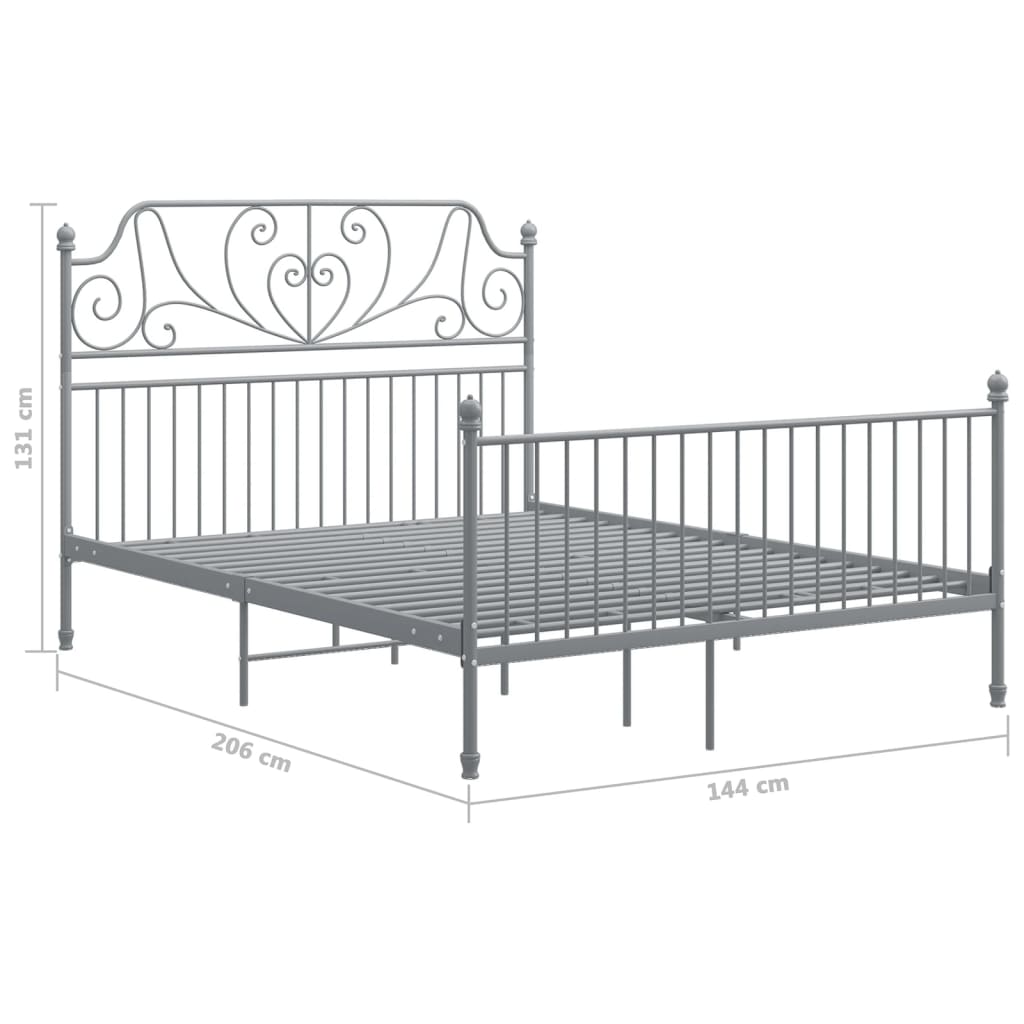 vidaXL Bettgestell ohne Matratze Grau Metall 140×200 cm