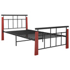 vidaXL Bettgestell Metall und Massivholz Eiche 90x200 cm