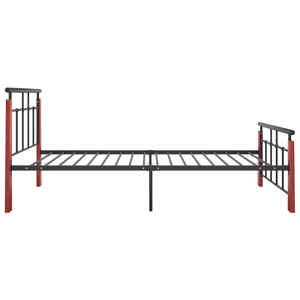 vidaXL Bettgestell Metall und Massivholz Eiche 90x200 cm