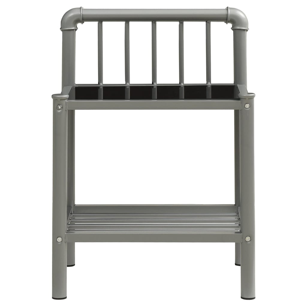vidaXL Nachttische 2 Stk. Grau und Schwarz Metall und Glas