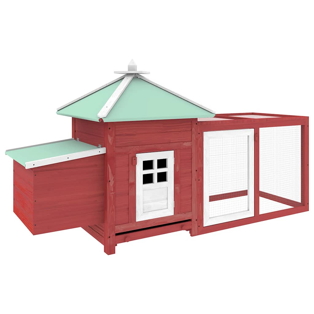 vidaXL Hühnerstall mit Hühnernest Rot 190x72x102 cm Tanne Massivholz