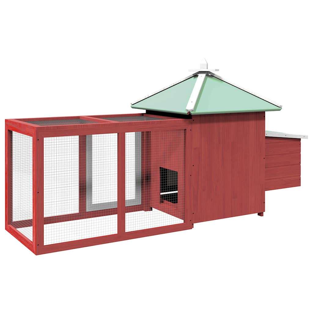 vidaXL Hühnerstall mit Hühnernest Rot 190x72x102 cm Tanne Massivholz