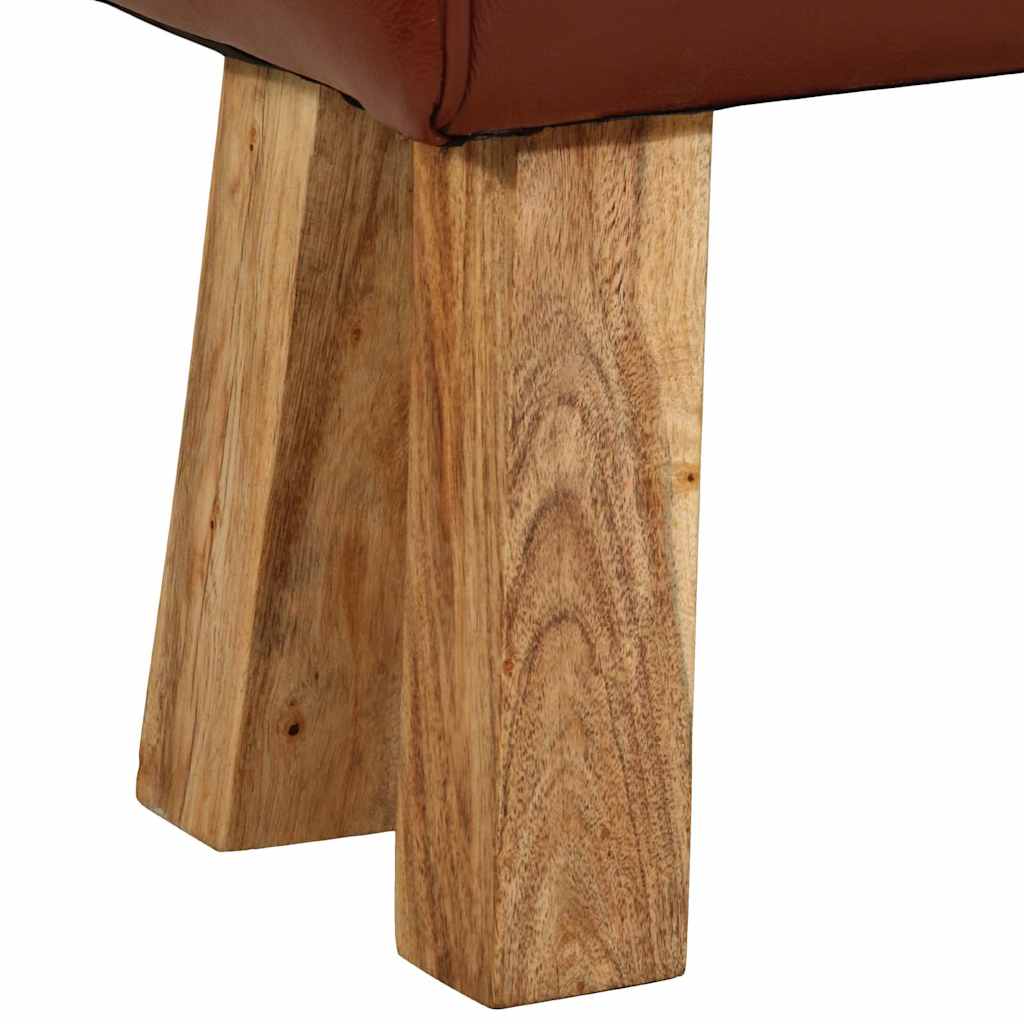 vidaXL Bank Turnbock-Design 160cm Braun Echtleder Massivholz Akazie