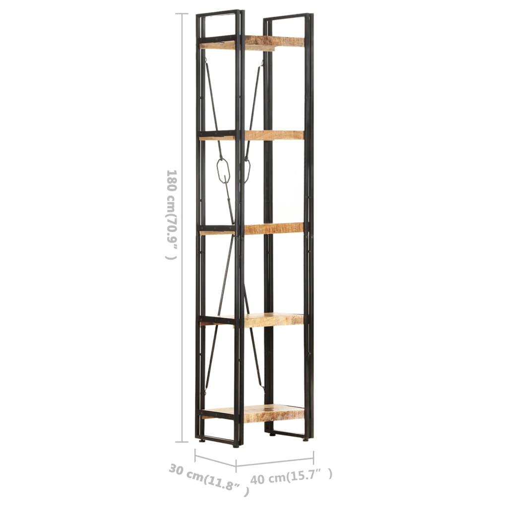 vidaXL Bücherregal 5 Fächer 40x30x180 cm Mango Massivholz