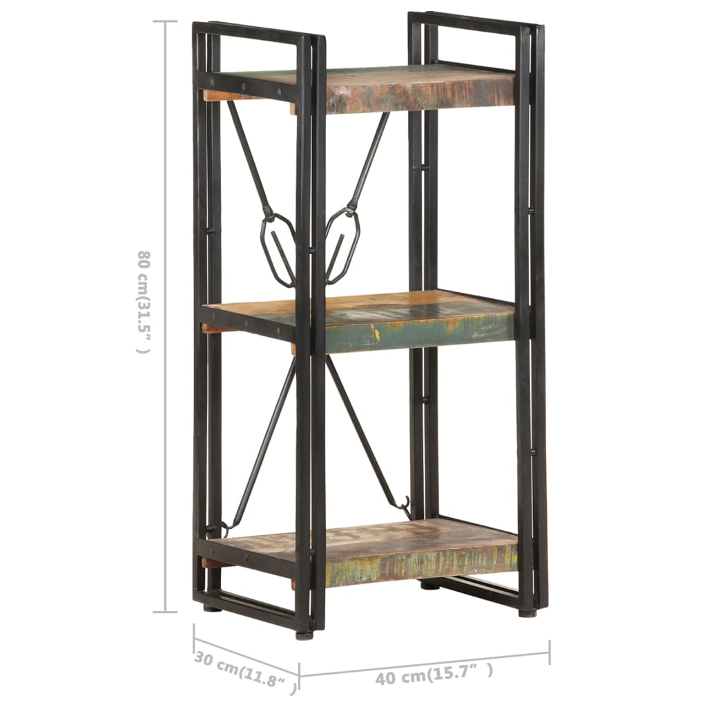 vidaXL Bücherregal 3 Fächer 40x30x80 cm Altholz Massiv