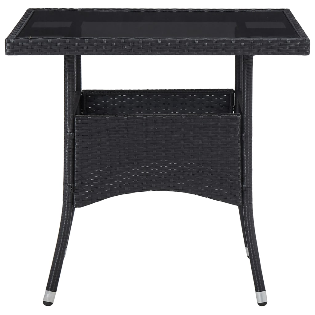 vidaXL 3-tlg. Garten-Essgruppe Schwarz Poly Rattan und Glas