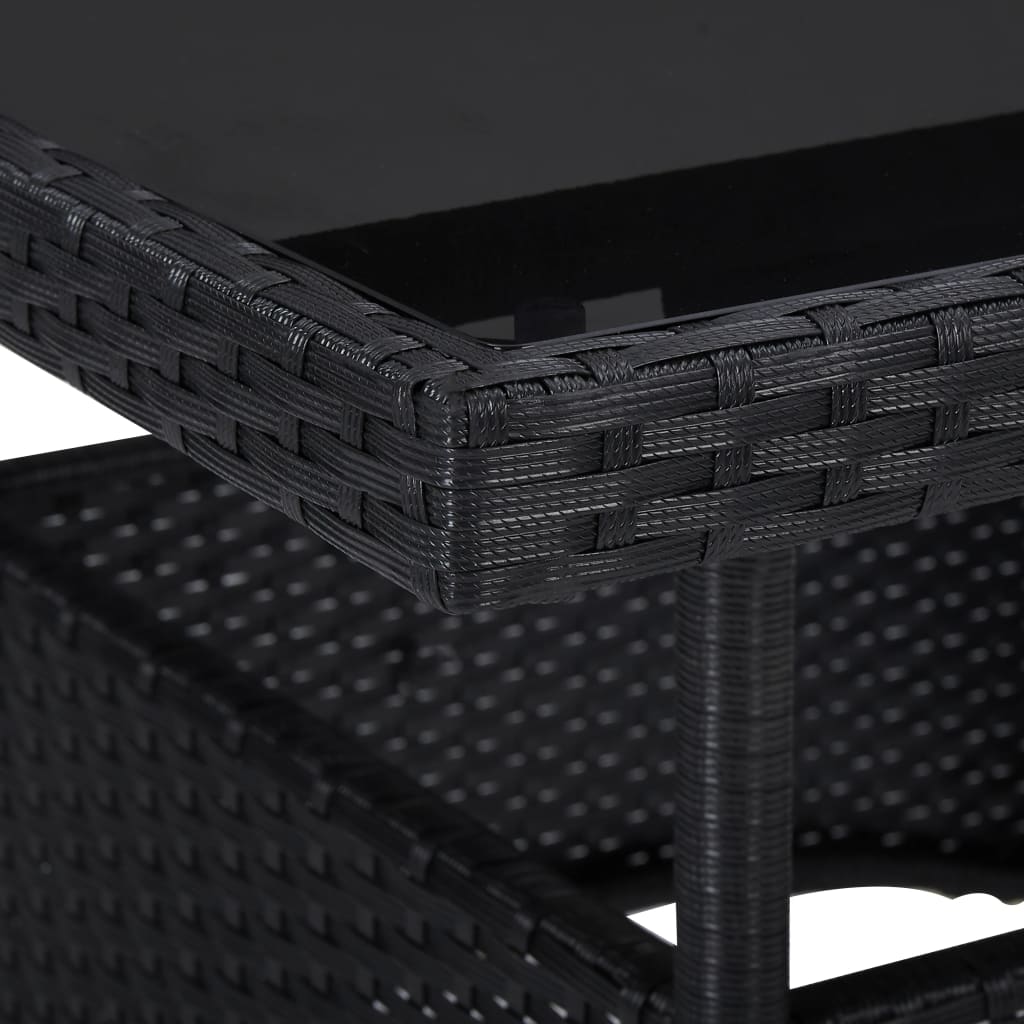 vidaXL 3-tlg. Garten-Essgruppe Schwarz Poly Rattan und Glas