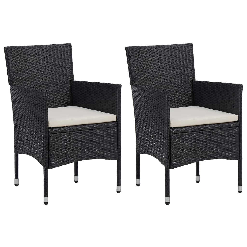vidaXL 3-tlg. Garten-Essgruppe Schwarz Poly Rattan und Glas