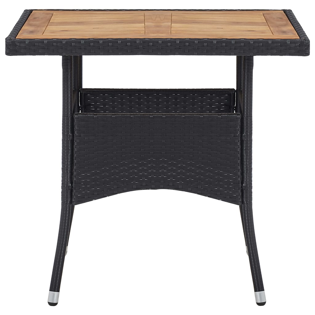 vidaXL 3-tlg. Garten-Essgruppe Schwarz Poly Rattan und Akazienholz
