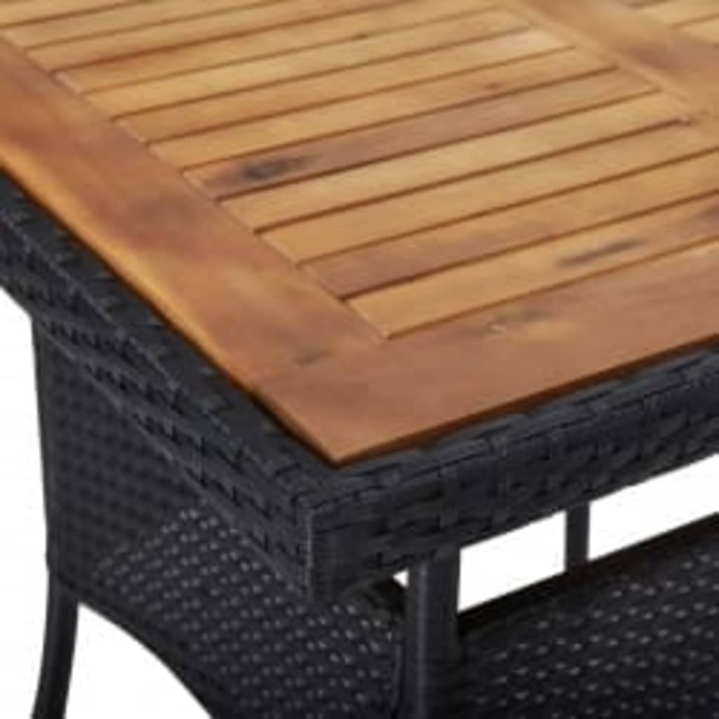 vidaXL 3-tlg. Garten-Essgruppe Schwarz Poly Rattan und Akazienholz