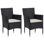 vidaXL 3-tlg. Garten-Essgruppe Schwarz Poly Rattan und Akazienholz