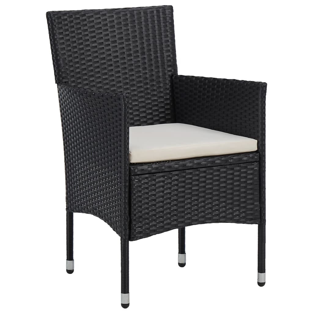 vidaXL 3-tlg. Garten-Essgruppe Schwarz Poly Rattan und Akazienholz