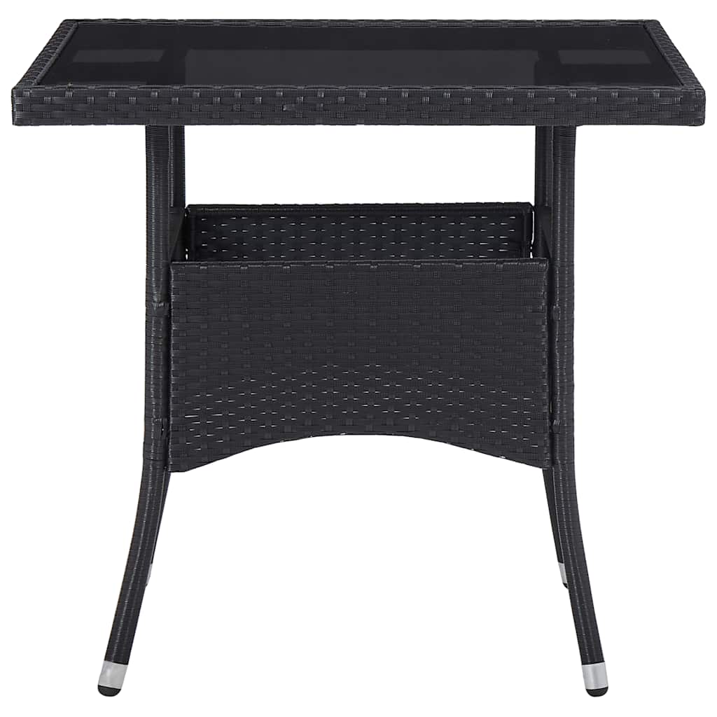 vidaXL 5-tlg. Garten-Essgruppe Schwarz Poly Rattan und Glas