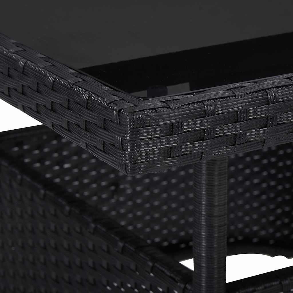 vidaXL 5-tlg. Garten-Essgruppe Schwarz Poly Rattan und Glas