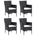vidaXL 5-tlg. Garten-Essgruppe Schwarz Poly Rattan und Glas