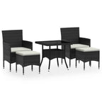vidaXL 5-tlg. Garten-Essgruppe Poly Rattan und Hartglas Schwarz