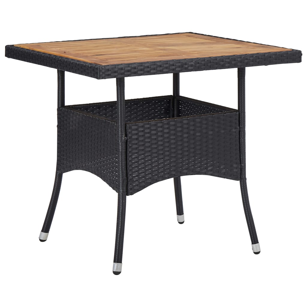 vidaXL 5-tlg. Garten-Essgruppe Poly Rattan & Massivholz Akazie Schwarz