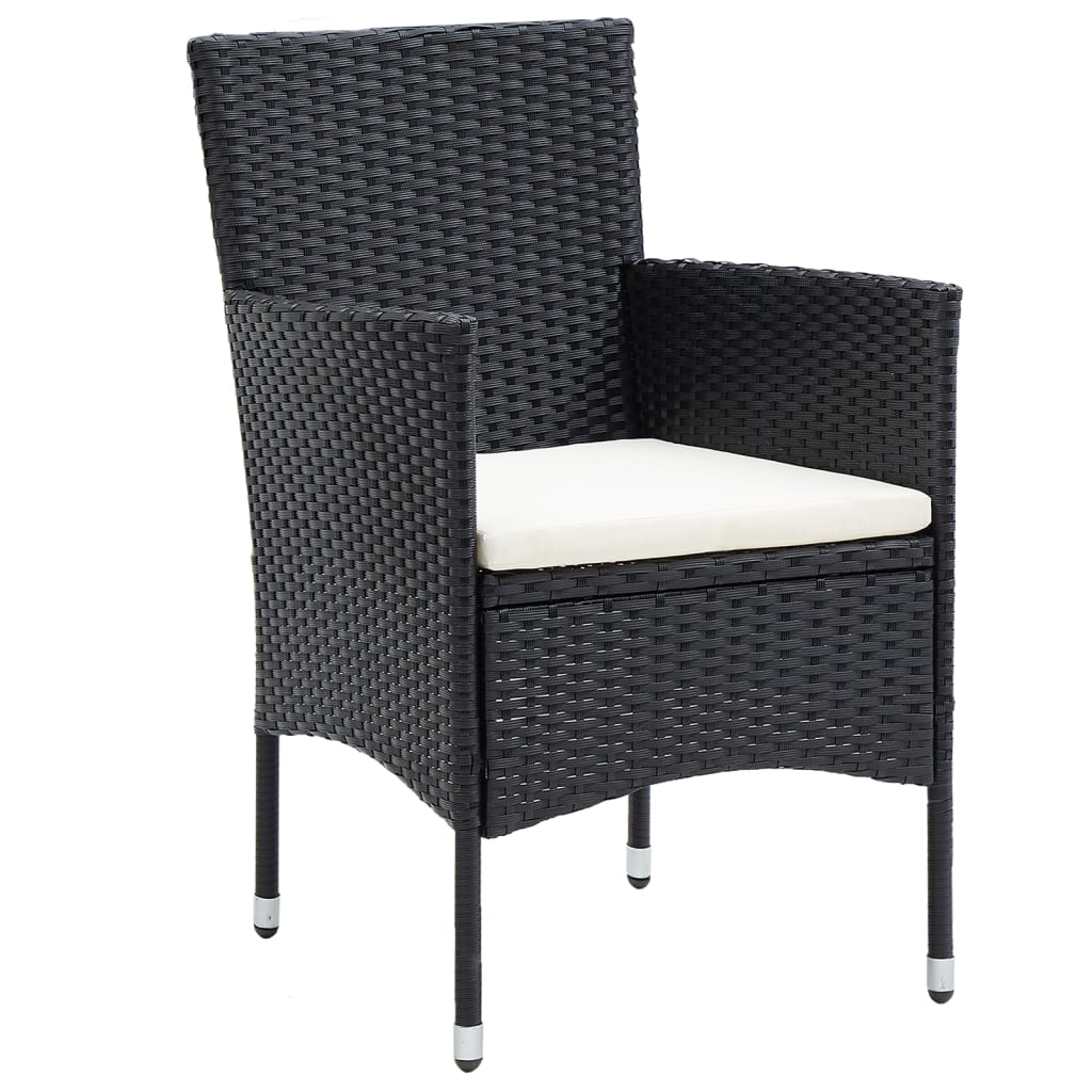 vidaXL 5-tlg. Garten-Essgruppe Poly Rattan & Massivholz Akazie Schwarz