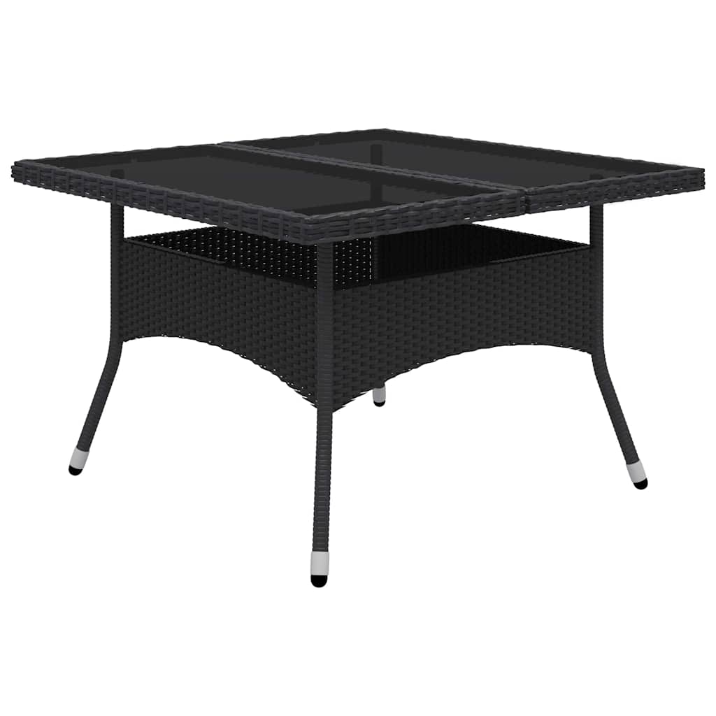 vidaXL 9-tlg. Garten-Essgruppe Poly Rattan und Glas Schwarz