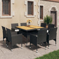 vidaXL 9-tlg. Garten-Essgruppe Poly Rattan Akazie Massivholz Schwarz