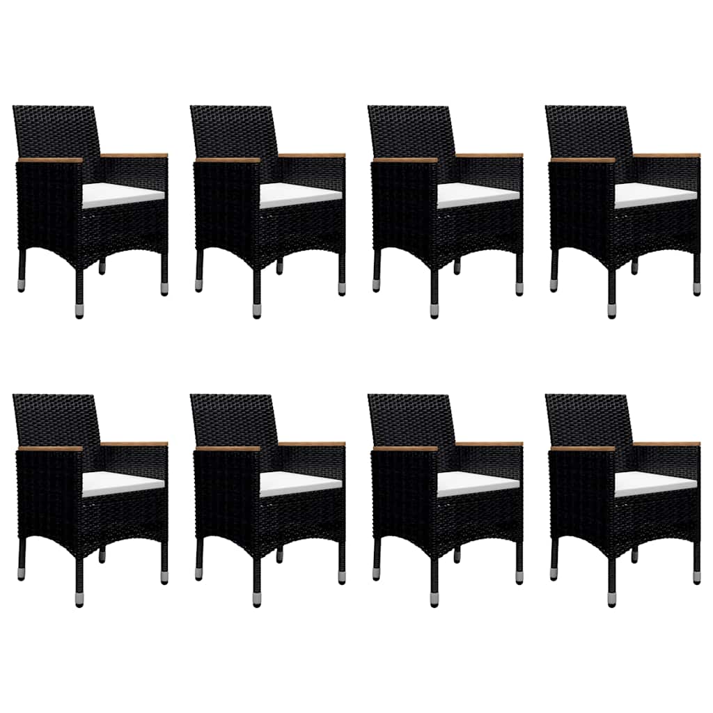 vidaXL 9-tlg. Garten-Essgruppe Poly Rattan und Akazienholz Schwarz