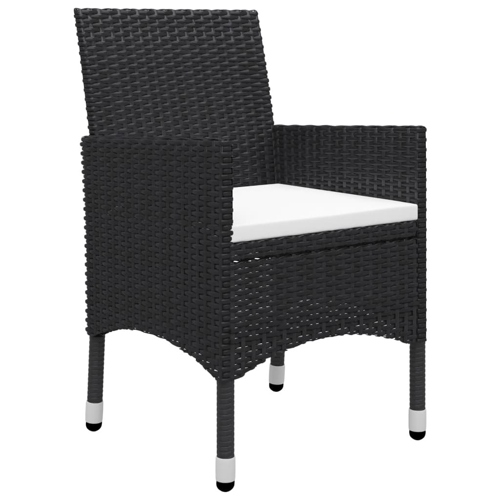 vidaXL 3-tlg. Bistro-Set Poly Rattan und Akazienholz Schwarz