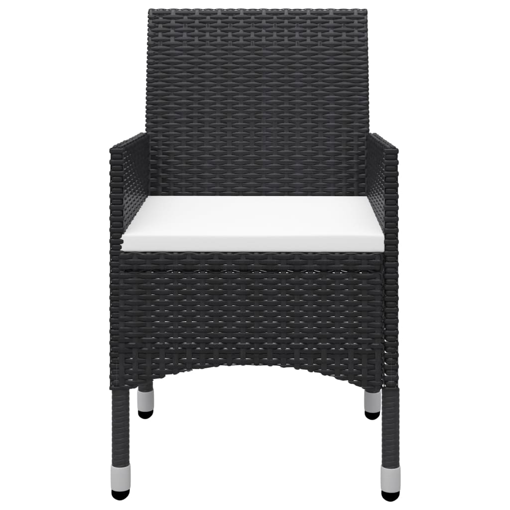 vidaXL 3-tlg. Bistro-Set Poly Rattan und Akazienholz Schwarz