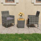 vidaXL 3-tlg. Bistro-Set Poly Rattan und Akazienholz Schwarz