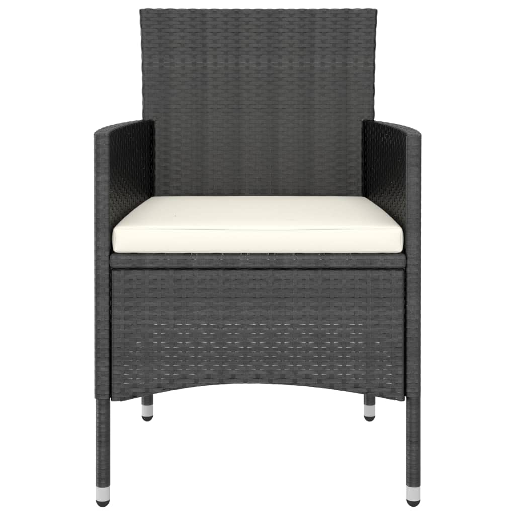 vidaXL 3-tlg. Garten-Essgruppe Poly Rattan und Hartglas Schwarz