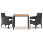 vidaXL 3-tlg. Garten-Essgruppe Poly Rattan & Massivholz Akazie Schwarz