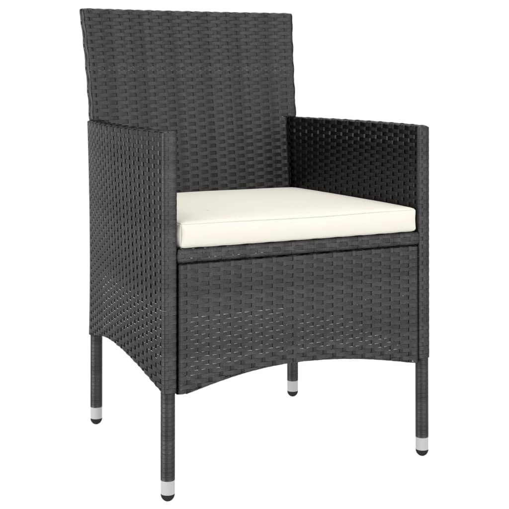 vidaXL 3-tlg. Garten-Essgruppe Poly Rattan & Massivholz Akazie Schwarz