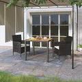vidaXL 3-tlg. Garten-Essgruppe Poly Rattan & Massivholz Akazie Schwarz