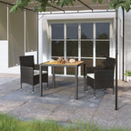 vidaXL 3-tlg. Garten-Essgruppe Poly Rattan & Massivholz Akazie Schwarz