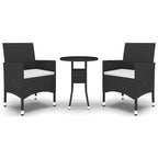 vidaXL 3-tlg. Garten-Essgruppe Poly Rattan Schwarz