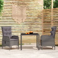 vidaXL 3-tlg. Garten-Essgruppe Poly Rattan Schwarz