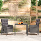 vidaXL 3-tlg. Garten-Essgruppe Poly Rattan Schwarz