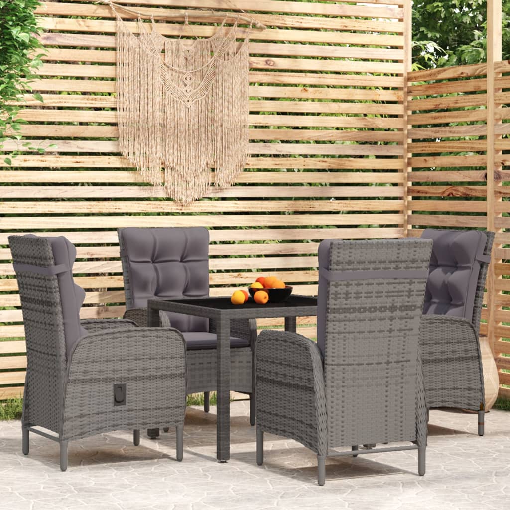 vidaXL 5-tlg. Garten-Essgruppe Poly Rattan Beige