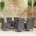 vidaXL 7-tlg. Garten-Essgruppe Poly Rattan Braun
